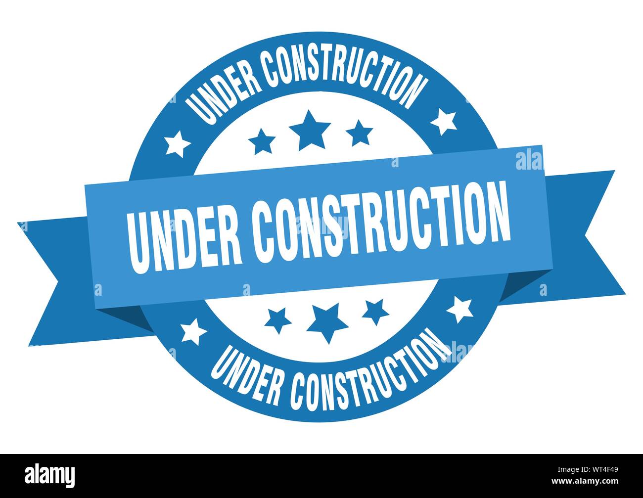 under construction ribbon. under construction round blue sign. under construction Stock Vector