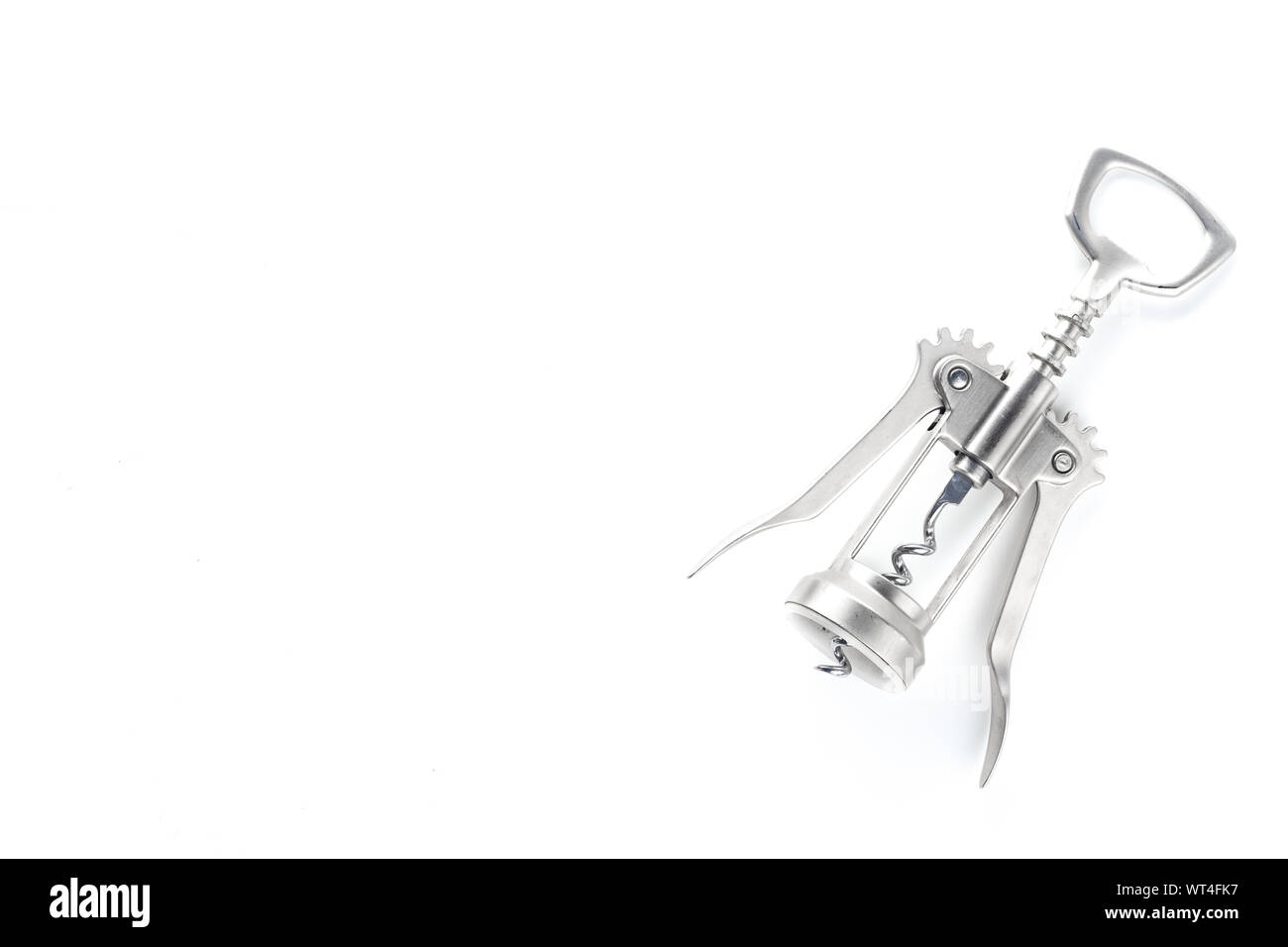 Top view image of corkscrew isolated on white background Stock Photo
