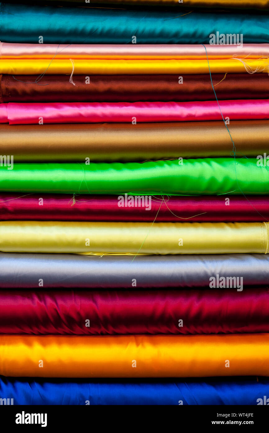 Variety Of Silk Materials Stacked On Each Other Stock Photo Alamy