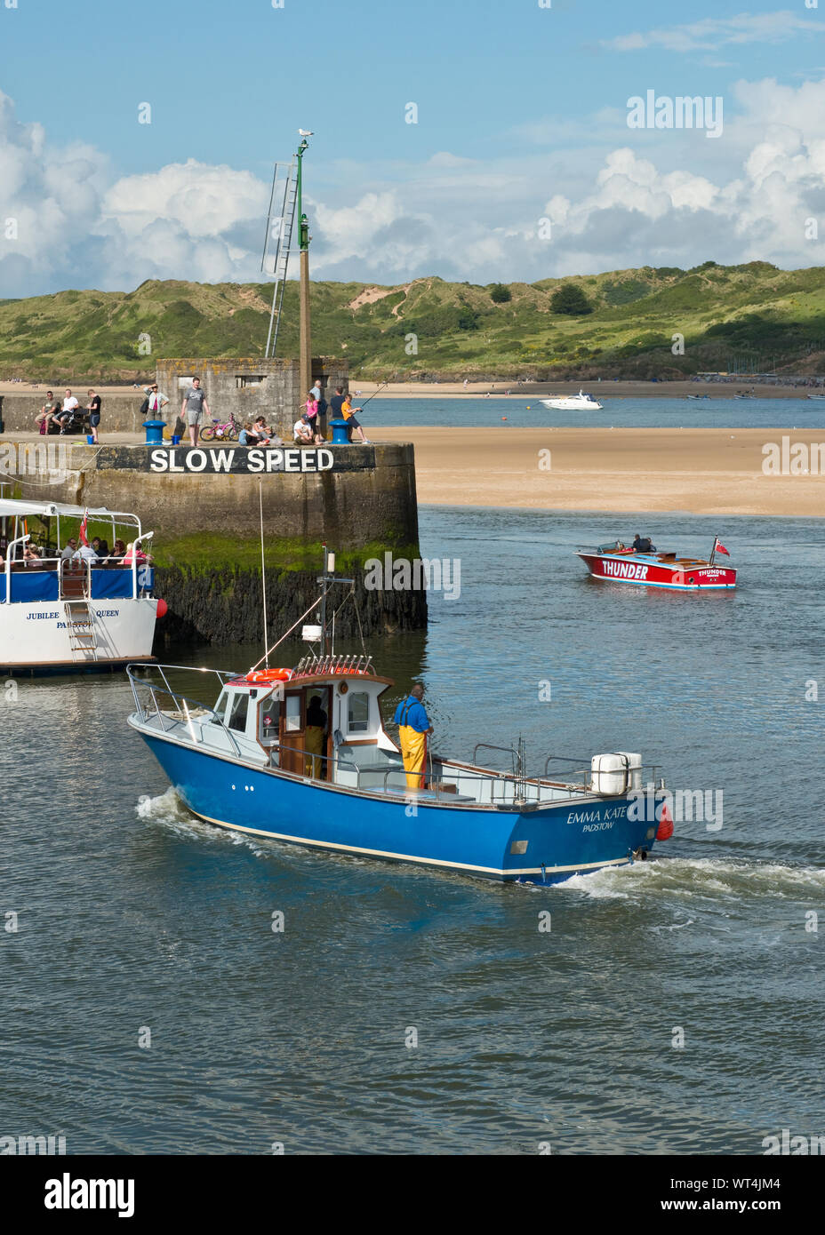Padstow harbour pier and entrance. Cornwall, England, UK Stock Photo