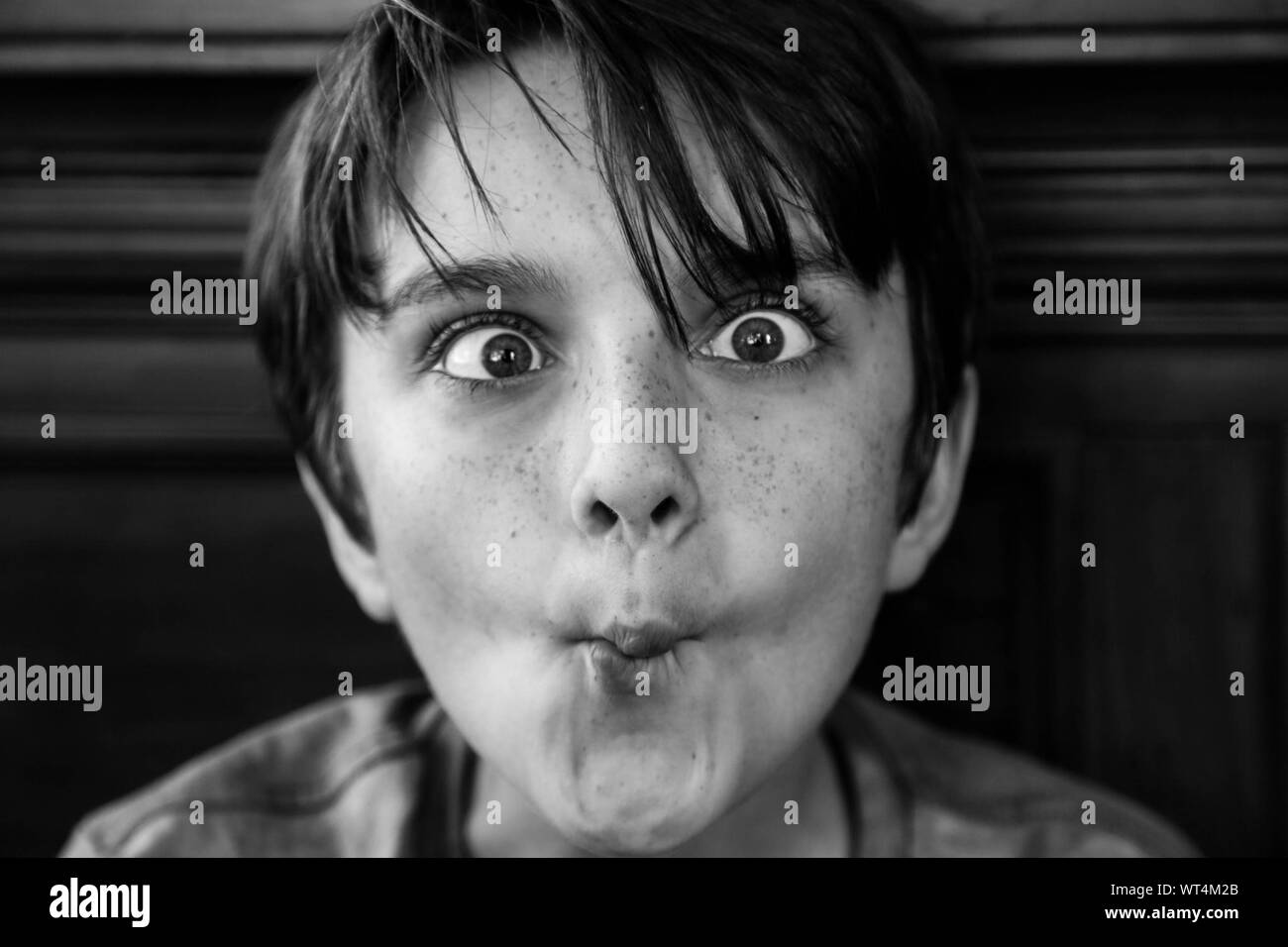 Young Boy Making Silly Face Stock Photo