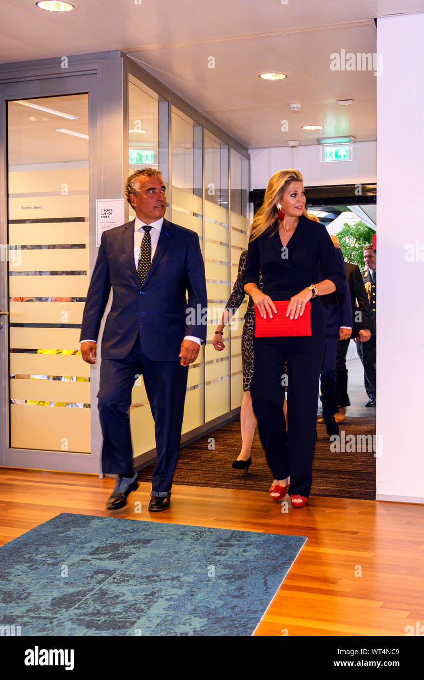 September 11th, 2019, Den Haag - Netherlands. Her Majesty Queen Máxima attends a workshop of the “F€mpower Your Growth Program” at the Dutch development bank (FMO) in The Hague on Wednesday 11 September. This program from FEM.NL and The Next Women, focuses on stimulating female entrepreneurship and improving access to finance for female entrepreneurs. Queen Máxima is present as a member of the Dutch Committee for Entrepreneurship and special advocate of the UN Secretary General for Inclusive Financing for Development (UNSGSA).   The “F€mpower Growth Program” is a pilot-project that runs from J Stock Photo