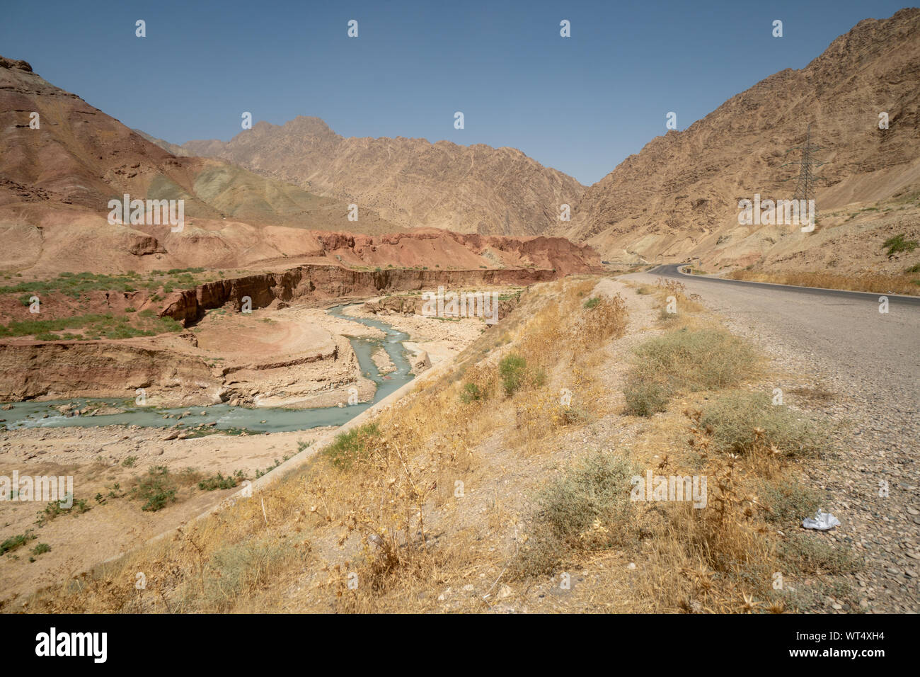 Landscape in Samangan province on the highway from Mazar-e Sharif to Kabul, Aufghanistan (August 2019) Stock Photo