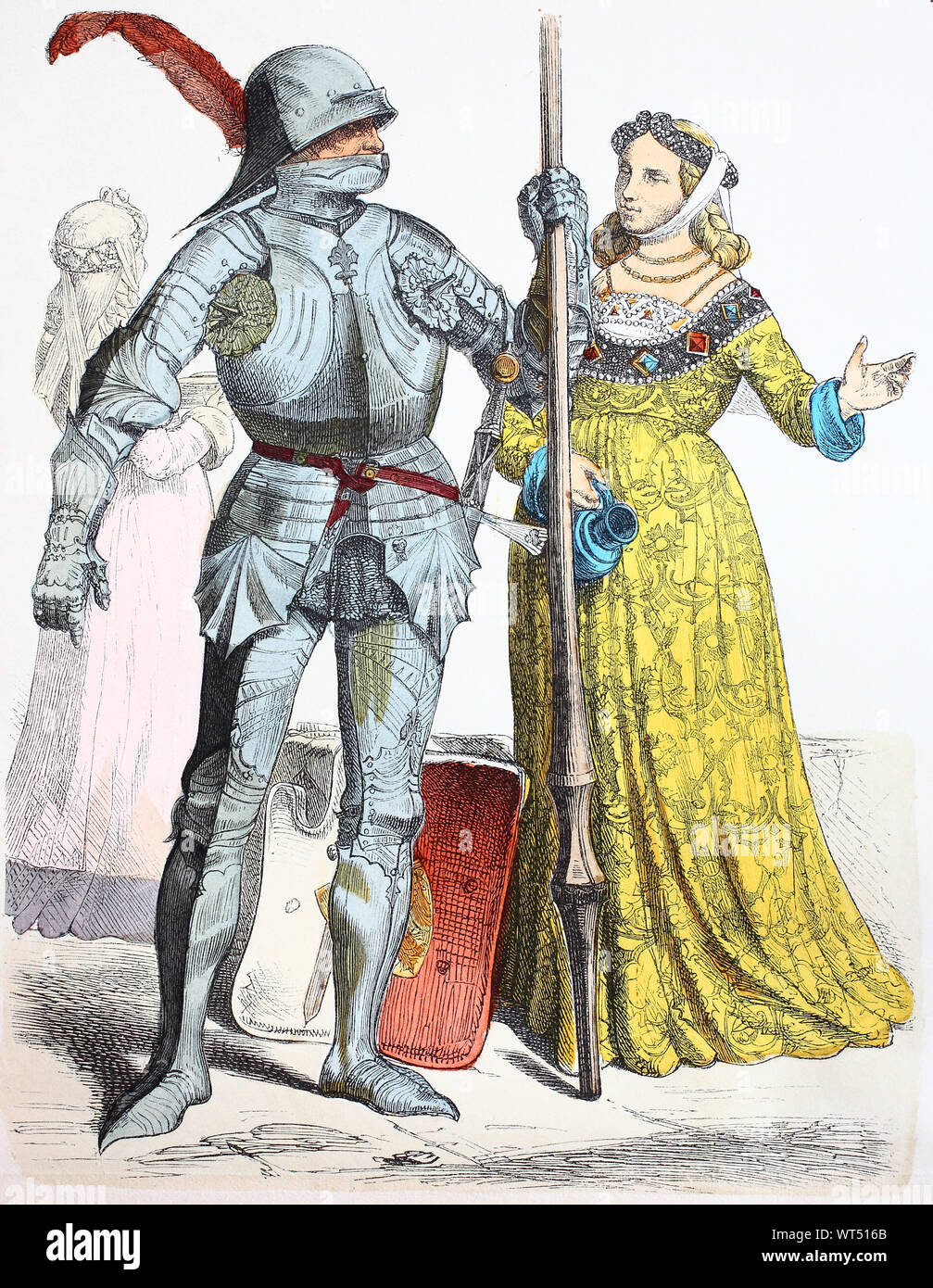 National costume, clothes, history of the costumes, German knights and  noblewoman, in 1450, Volkstracht, Kleidung, Geschichte der Kostüme,  deutscher Ritter und Edelfrau, 1450 Stock Photo - Alamy