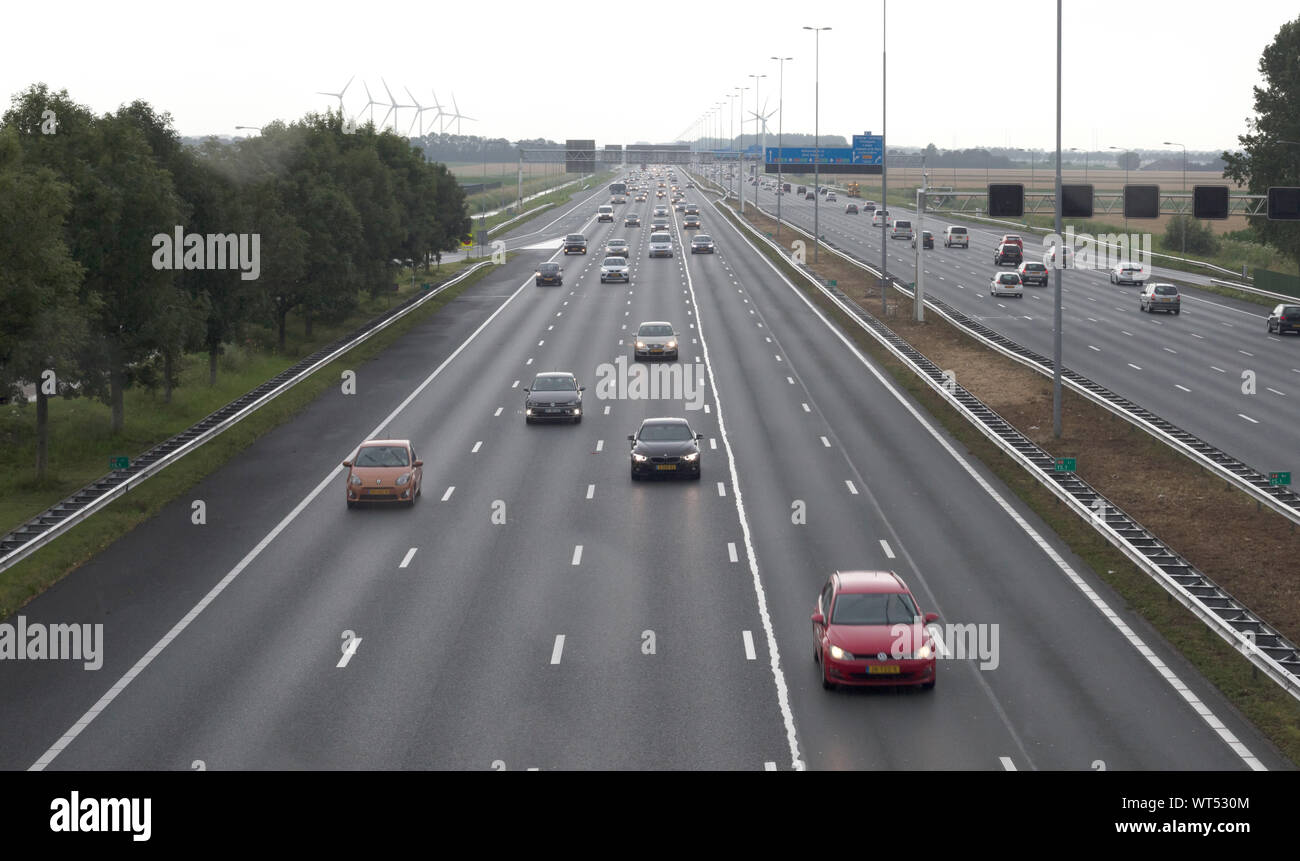 Hoofddorp, the Netherlands, july 20, 2019 - Highway leading to Schiphol, the largest airport in the Netherlands on july 20, 2019 Stock Photo