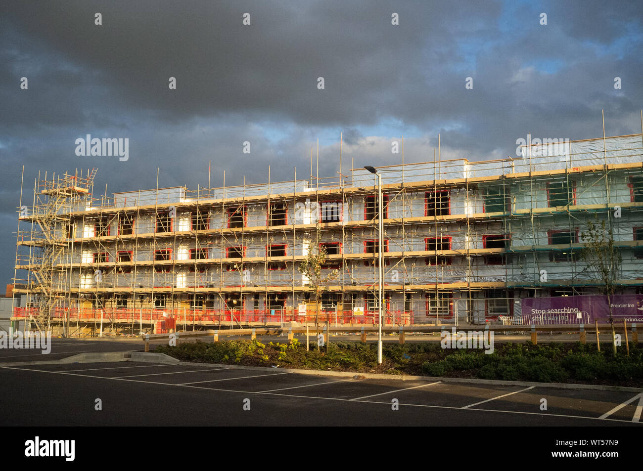 Housing developments (new flats)under construction in Buckingham, Buckinghamshire, England, UK Stock Photo