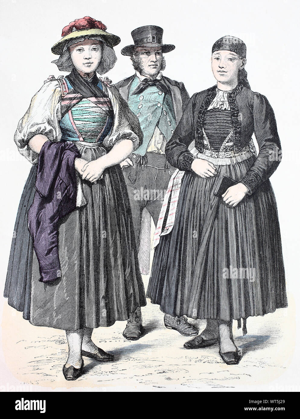 National costume, clothes, history of the costumes, women from the  Guttachtal and the region eastern ship maintenance man, national costumes  from Baden, Germany, in 1885, Volkstracht, Kleidung, Geschichte der  Kostüme, Frauen aus