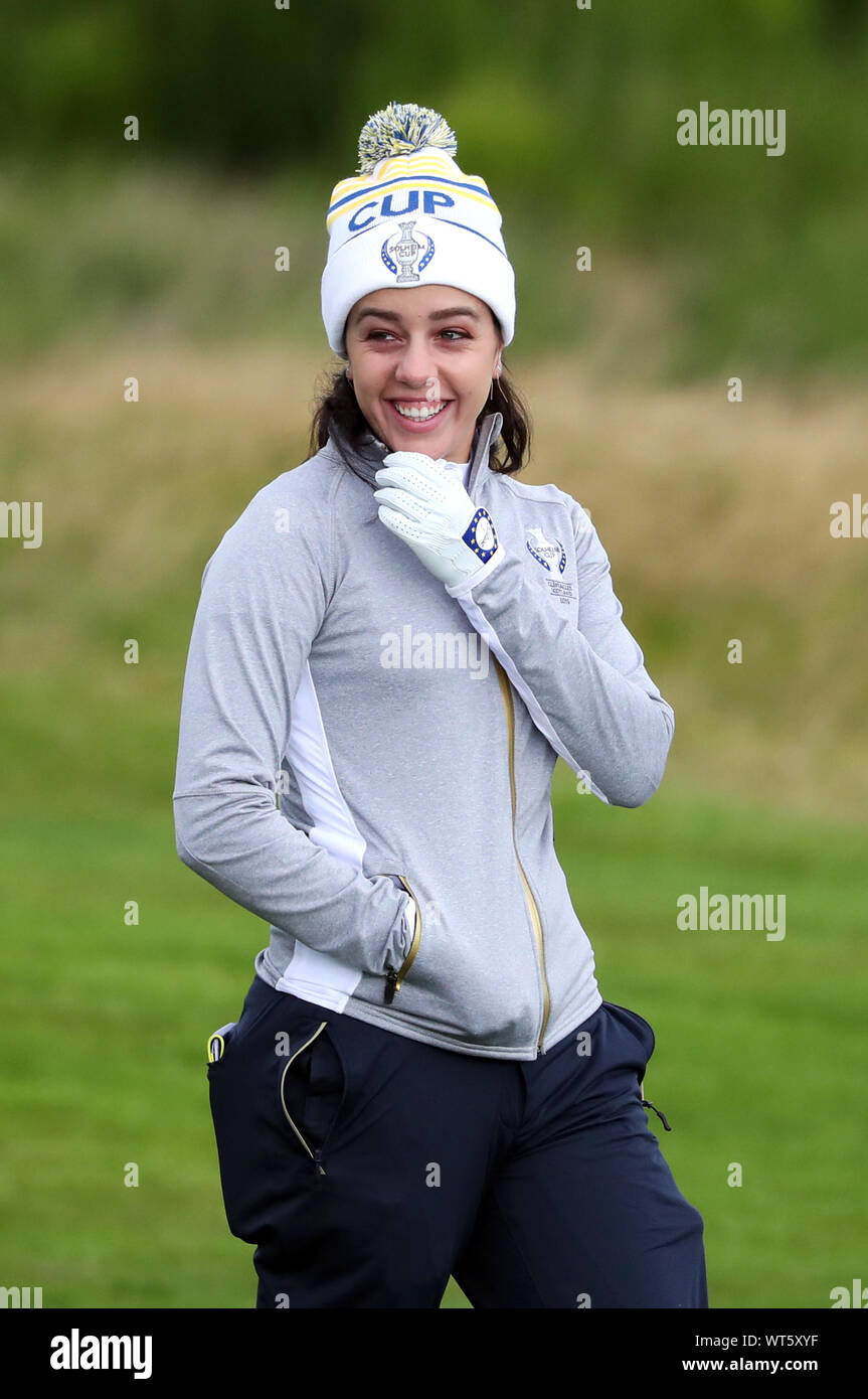 Team Europe's Georgia Hall on the 8th during preview day three of the 2019 Solheim Cup at Gleneagles Golf Club, Auchterarder. Stock Photo