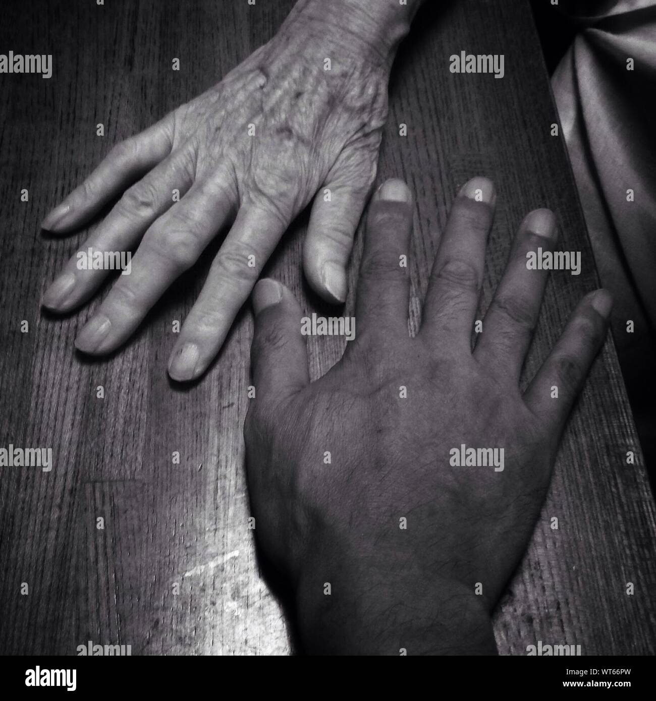 Hands Showing Aging Process Concept Stock Photo