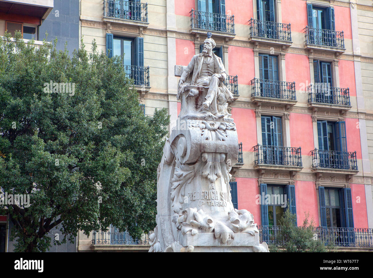 Frederic Soler monument in Barcelona Stock Photo Alamy