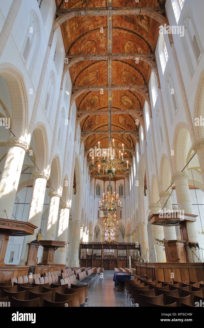 Grote Kerk In Naarden NAARDEN, NETHERLANDS - AUGUST 24, 2019: The interior of the Grote Kerk