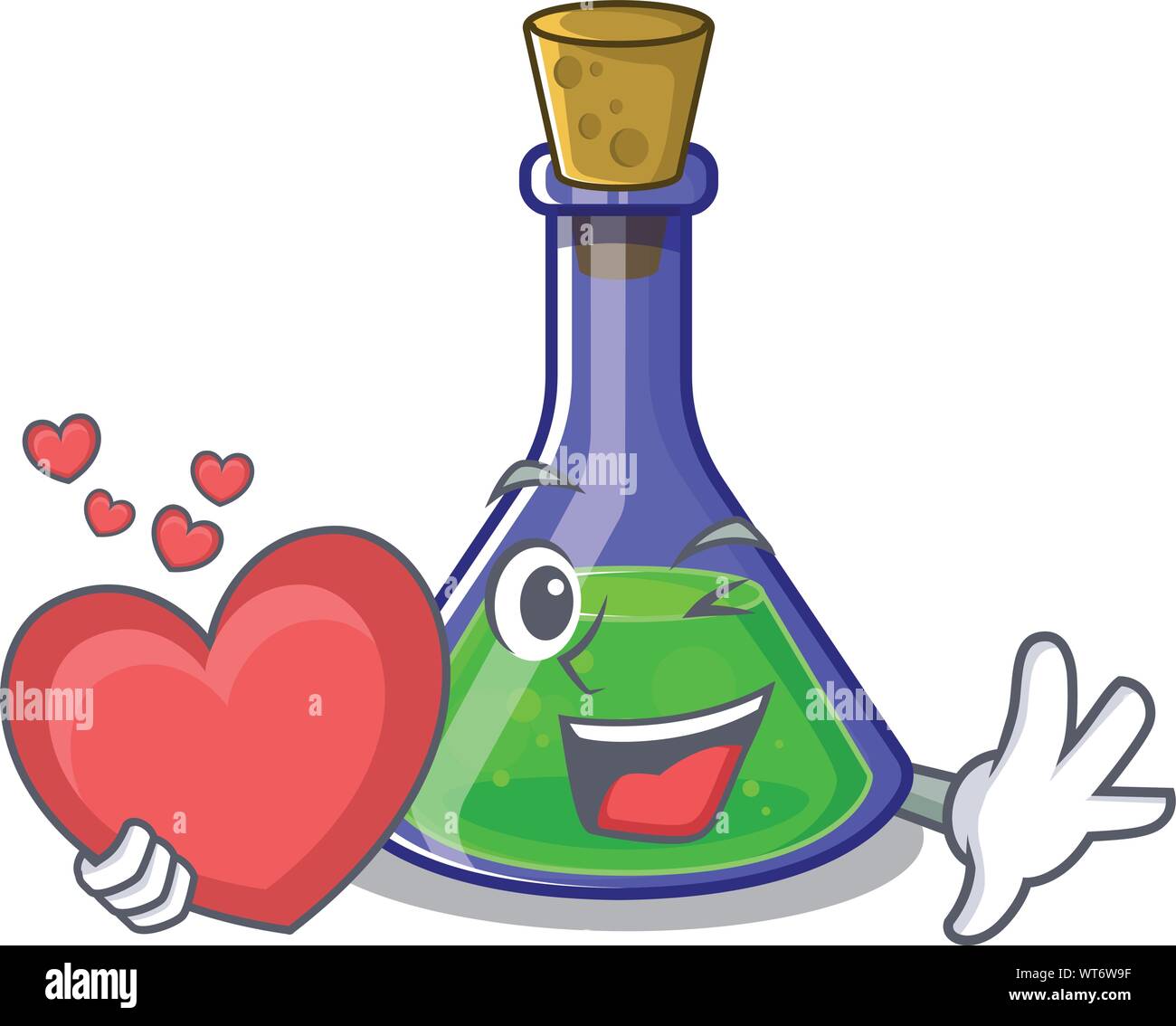 With heart magic potion cartoon shaped in character vector illustration Stock Vector
