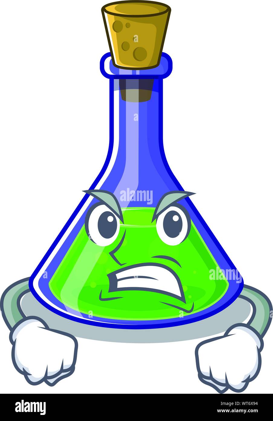 Angry magic potion cartoon shaped in character vector illustration Stock Vector