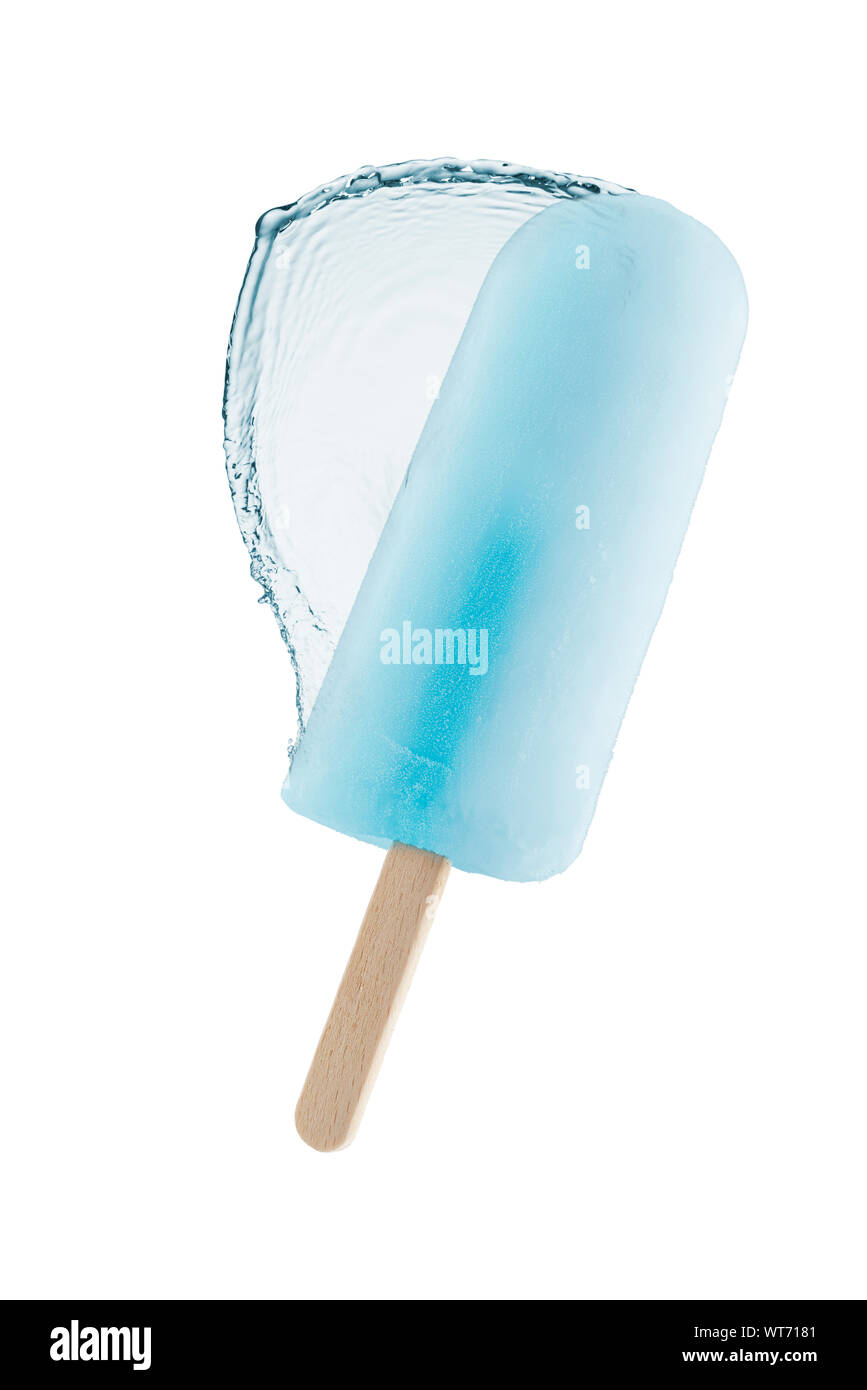 ice lolly with water splash around it, isolated on white Stock Photo