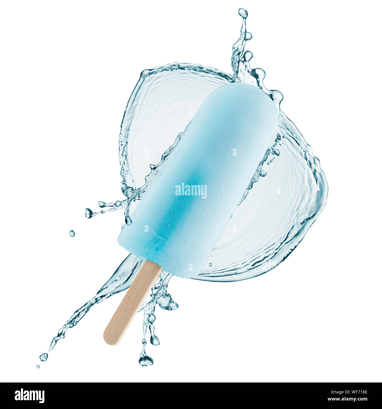 ice lolly with water splash around it, isolated on white Stock Photo