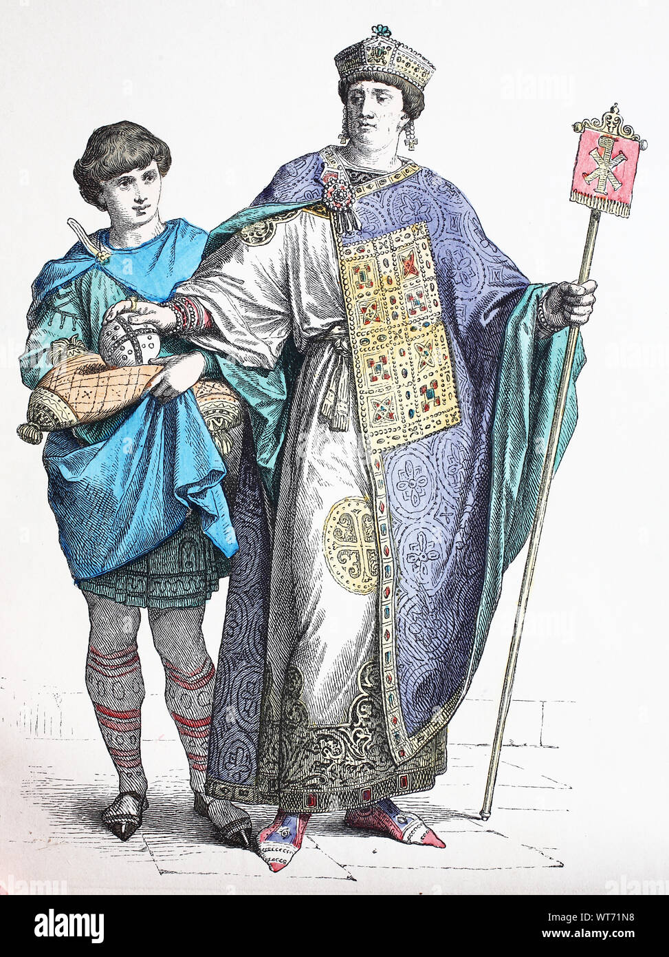 https://c8.alamy.com/comp/WT71N8/national-costume-clothes-history-of-the-costumes-byzantine-garments-squire-and-emperor-volkstracht-kleidung-geschichte-der-kostme-byzantinische-gewnder-edelknabe-und-kaiser-WT71N8.jpg