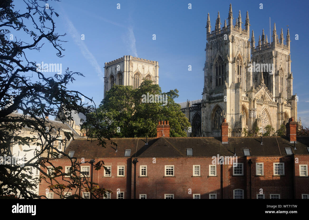 The Cathedral and Metropolitical Church of St. Peter - more commonly referred to as York Minster - from the city wall, in York, Yorkshire, England Stock Photo