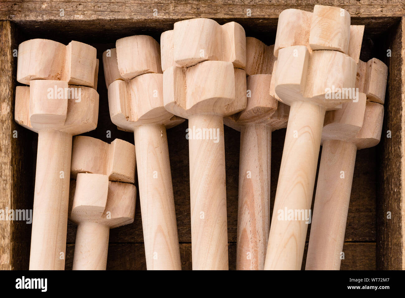 'Caralhinho', traditional wood sticks to do the traditional drink, 'Poncha', of Madeira island, Portugal Stock Photo