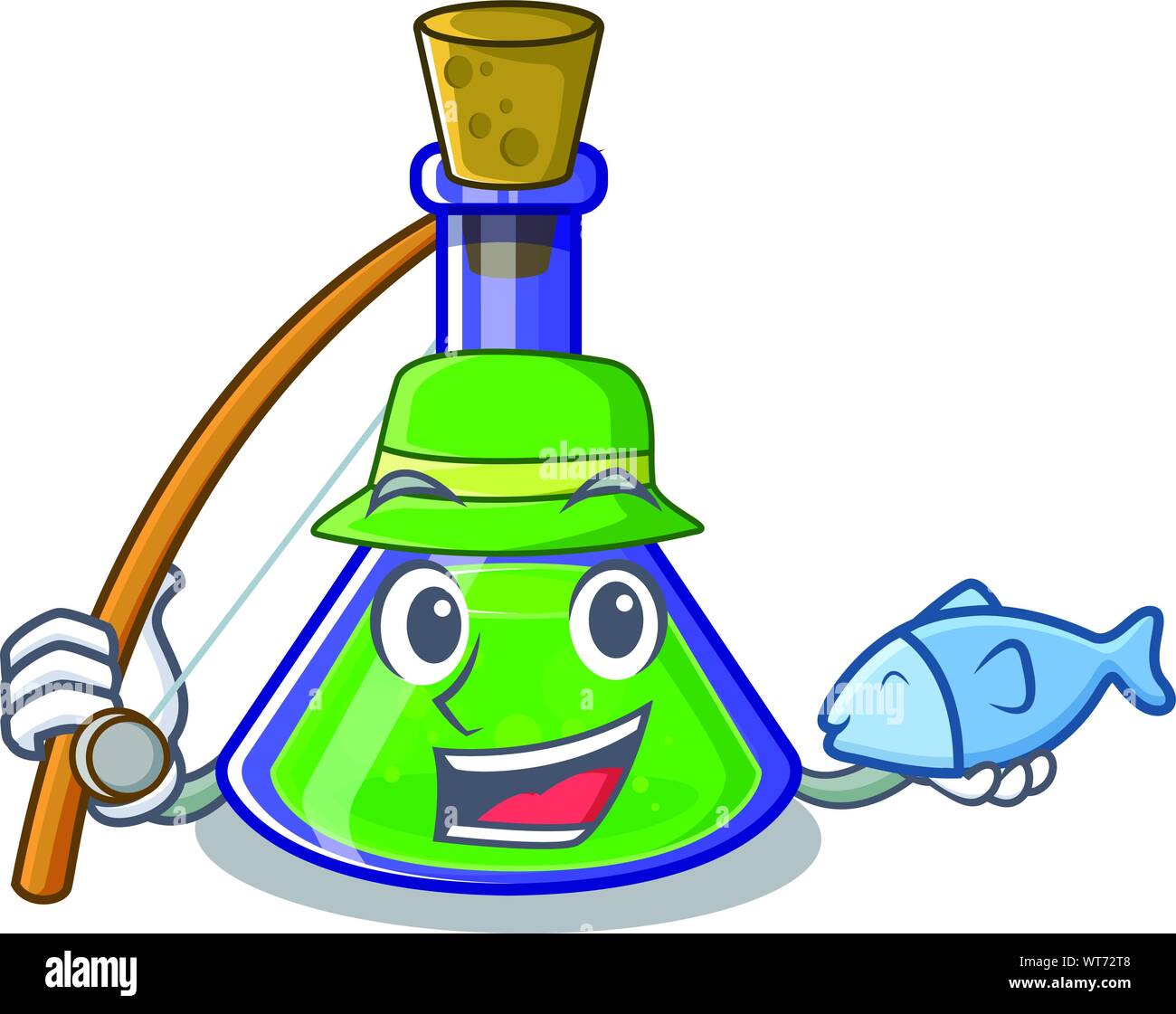 Fishing magic potion cartoon shaped in character vector illustration Stock Vector