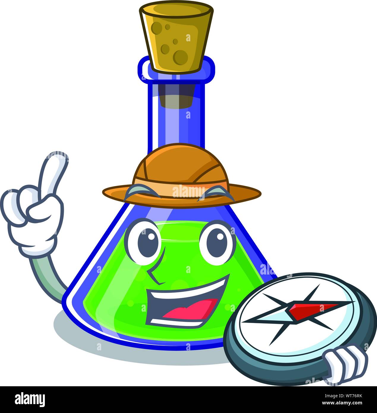 Explorer magic potion cartoon shaped in character vector illustration Stock Vector