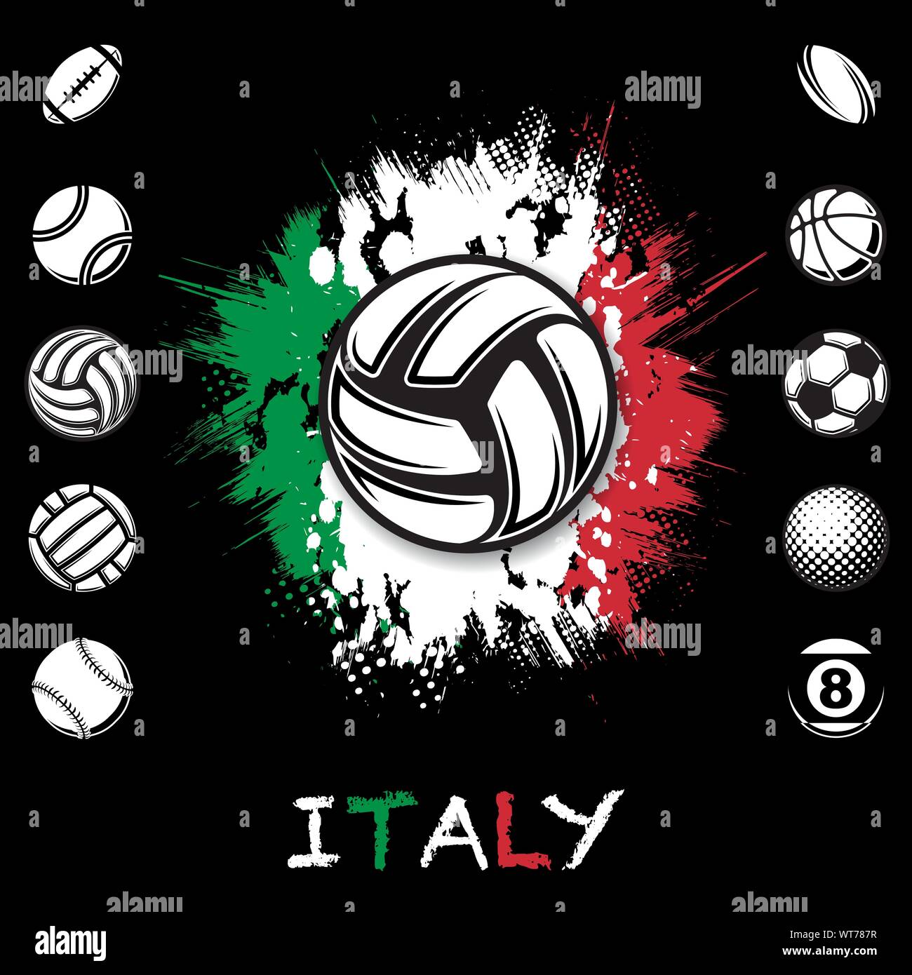 Set of different black sport balls isolated on white background Stock ...