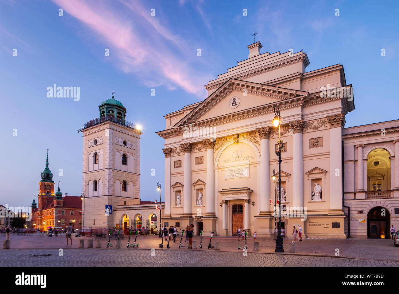 Evening at St Anne's Church in Warsaw, Poland. Stock Photo