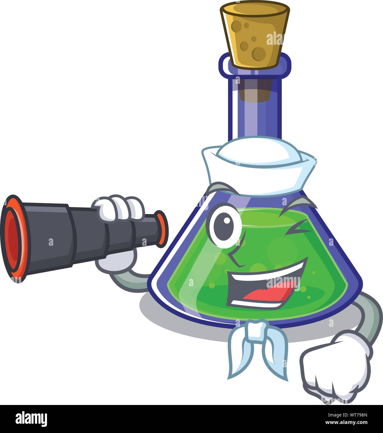 Sailor with binocular magic potion cartoon shaped in character vector illustration Stock Vector