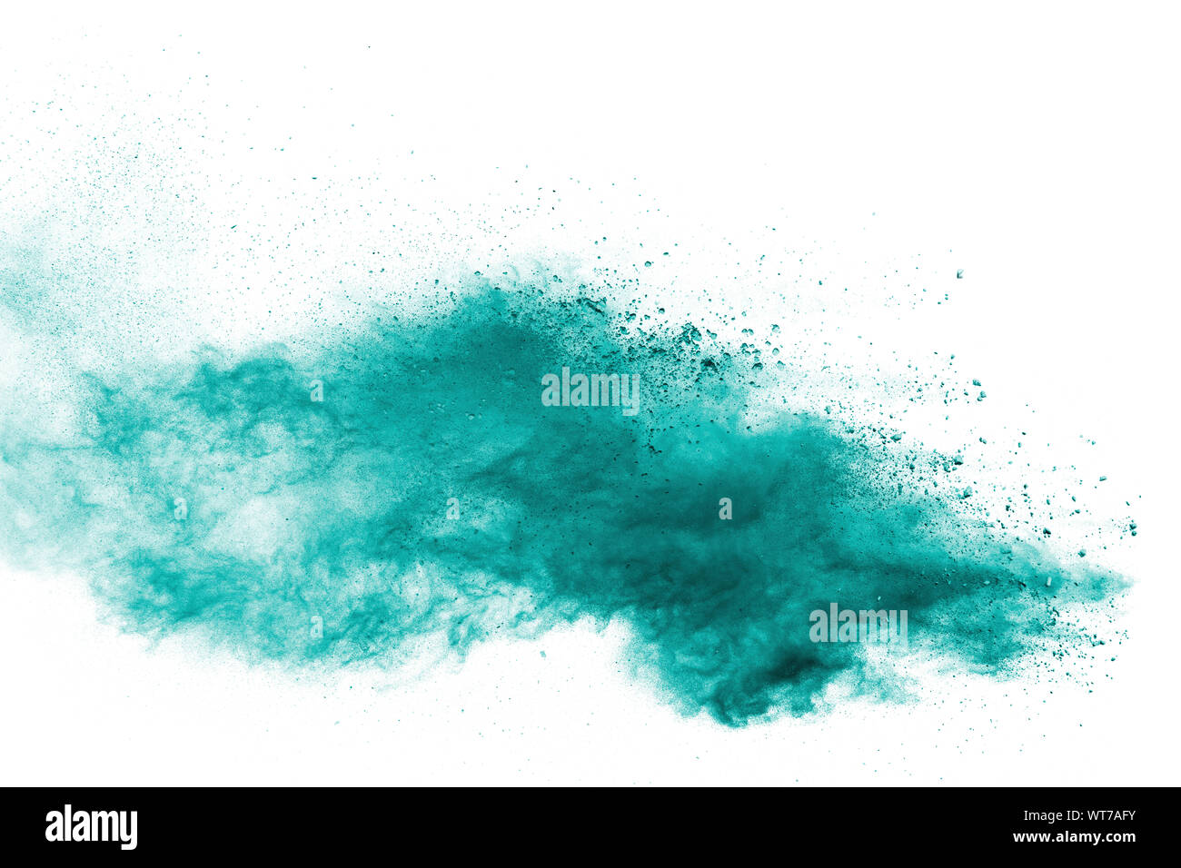Green dust particles explosion on white background Stock Photo Alamy