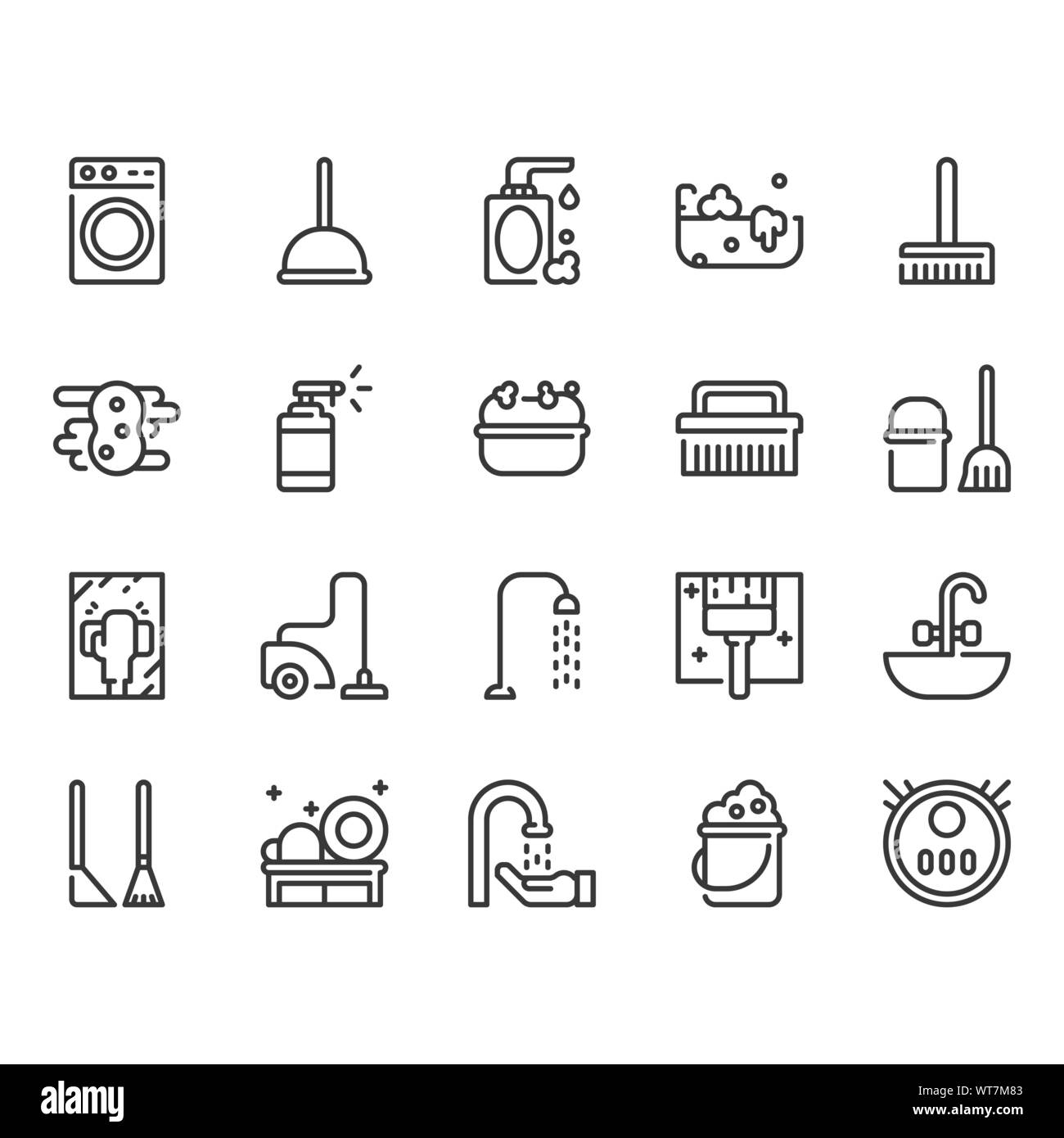 Cleaning icon set.Vector illustration Stock Vector