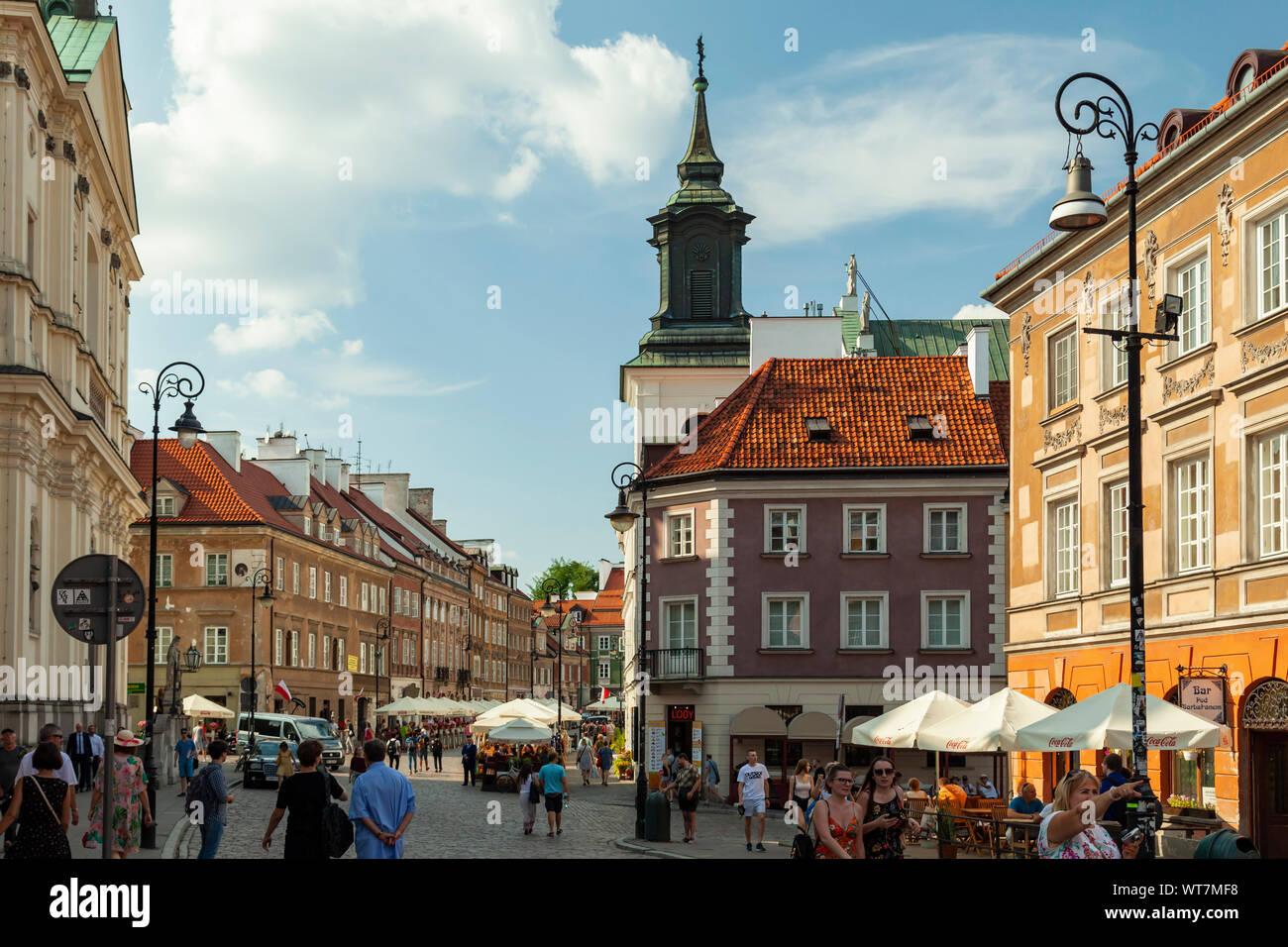 Summer afternoon in Warsaw New Town, Poland. Stock Photo
