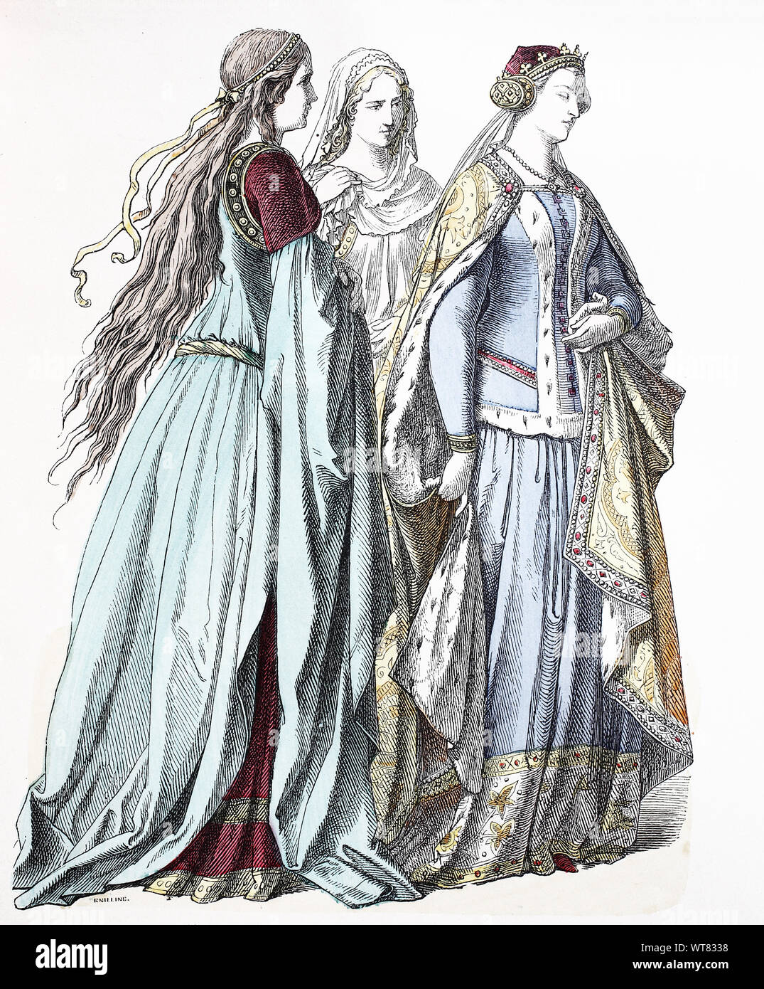 National costume, clothes, history of the costumes, noble ladies and  English princess, in 1350, Volkstracht, Kleidung, Geschichte der Kostüme,  Edeldamen und englische Fürstin, 1350 Stock Photo - Alamy