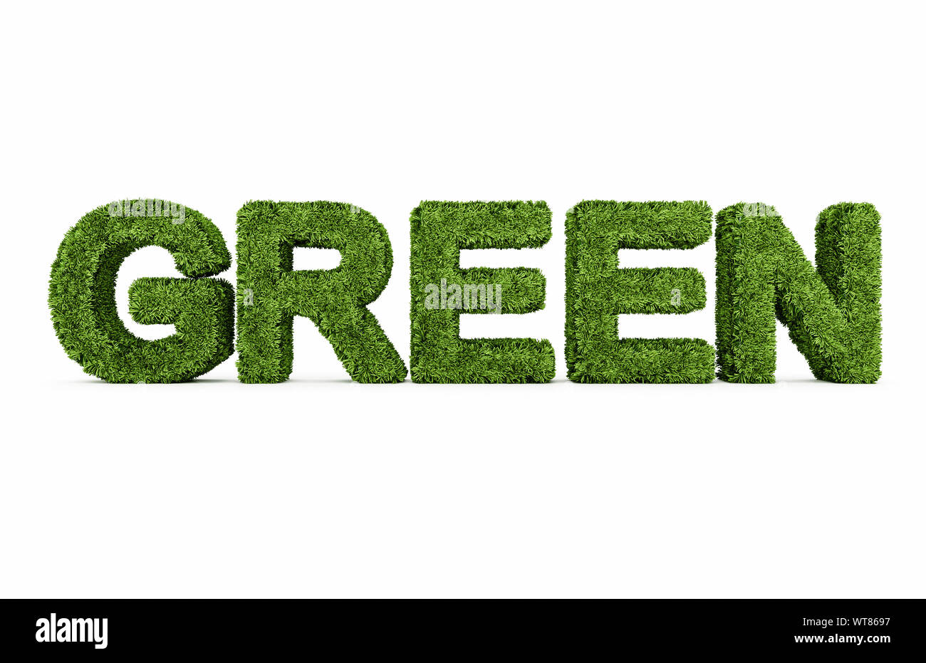Grass covered word spelling Green Stock Photo