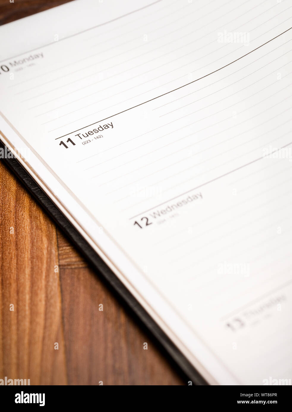 Blank diary page, focus on a single day, close up Stock Photo