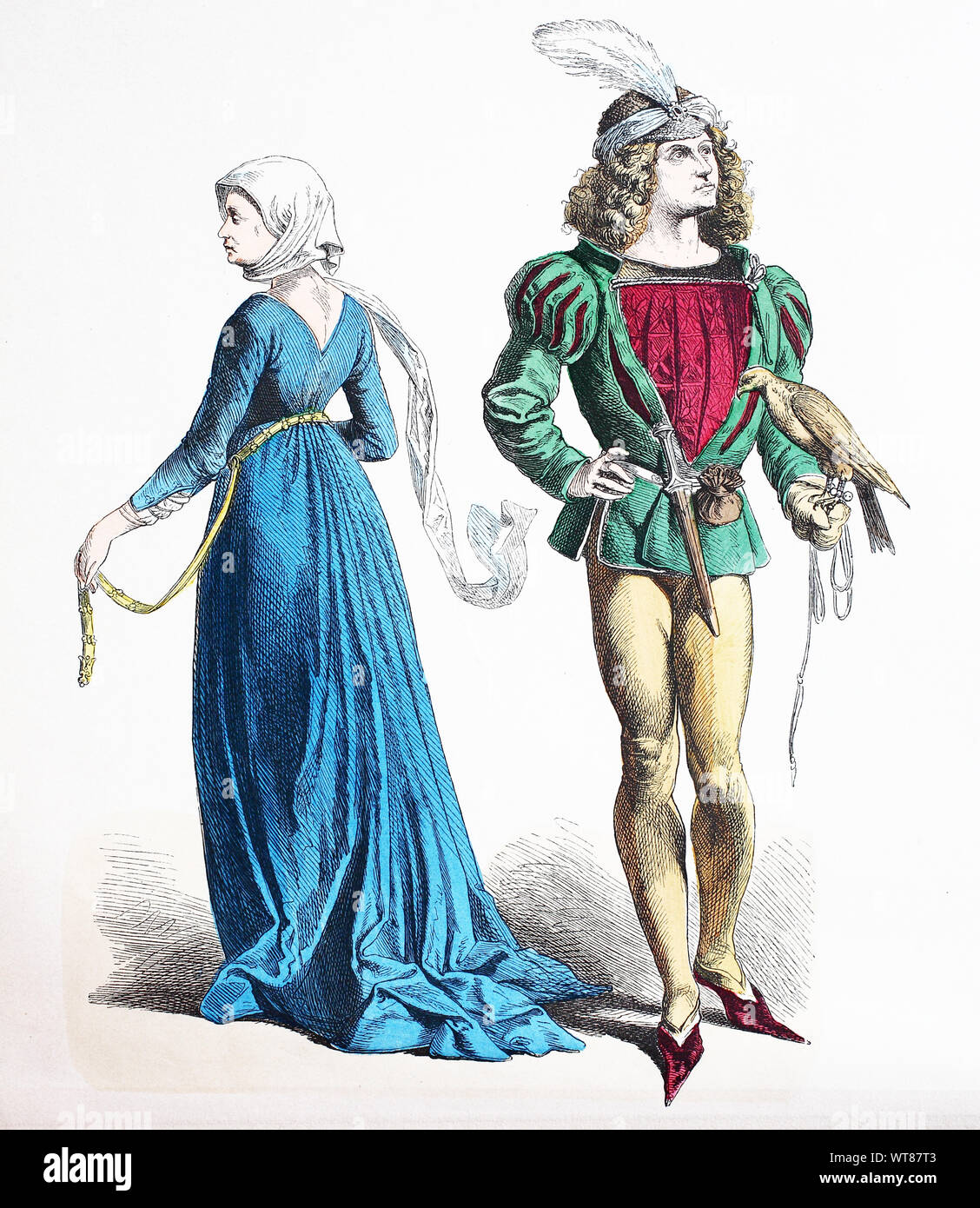 National costume, clothes, history of the costumes, French national  costumes, approx. in 1400-1450, Volkstracht, Kleidung, Geschichte der  Kostüme, französische Trachten, ca 1400-1450 Stock Photo - Alamy