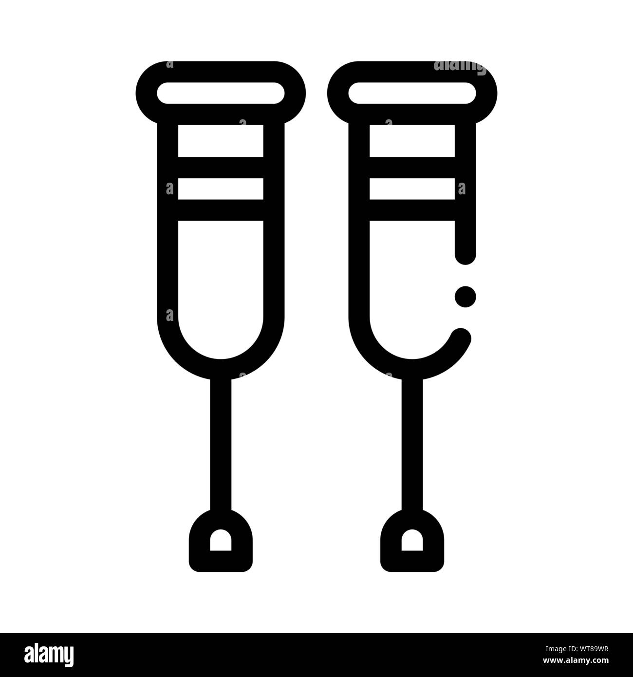 Orthopedic Crutches Walking Equipment Vector Icon Stock Vector Image
