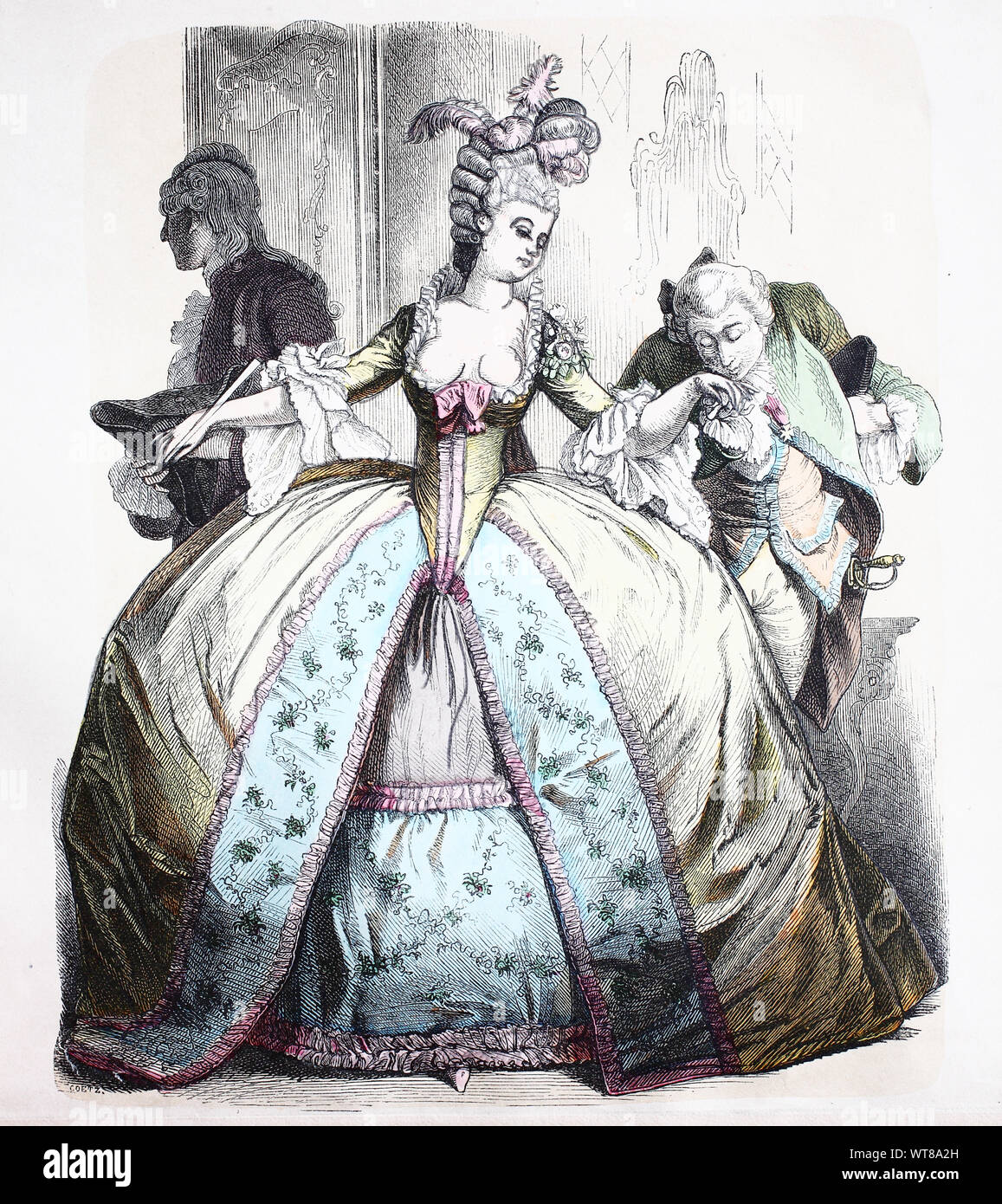 National costume, clothes, history of the costumes, French lady in the  crinoline, approx. in 1750-1799, Volkstracht, Kleidung, Geschichte der  Kostüme, französische Dame im Reifrock, ca 1750-1799 Stock Photo - Alamy