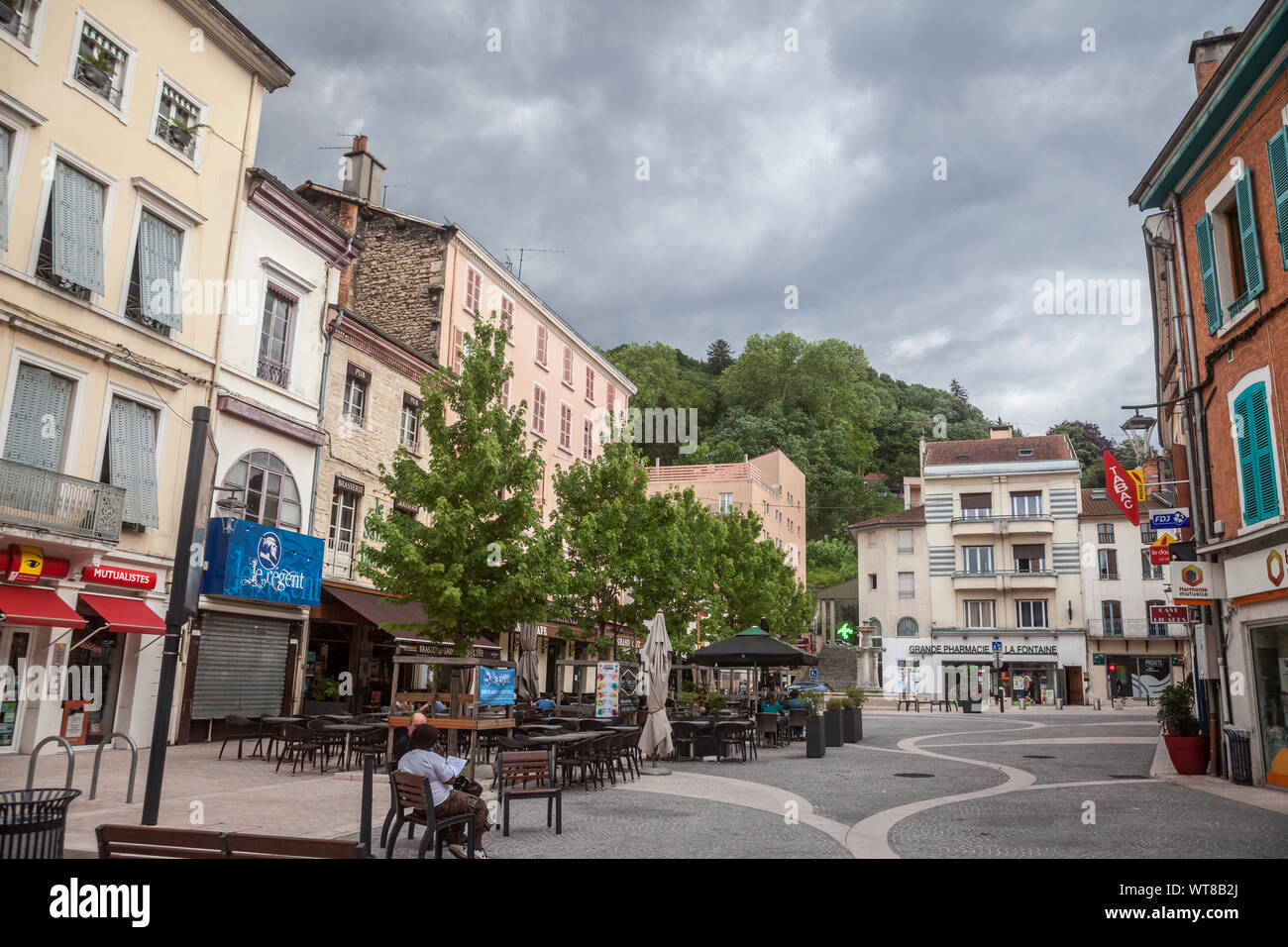 BOURGOINJALLIEU, FRANCE JULY 15, 2019 Place du 23 Aout 1944 Square