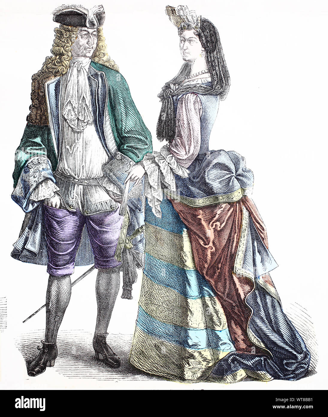 National costume, clothes, history of the costumes, French man and lady,  approx. in 1700-1735, Volkstracht, Kleidung, Geschichte der Kostüme,  französischer Herr und Dame, ca 1700-1735 Stock Photo - Alamy