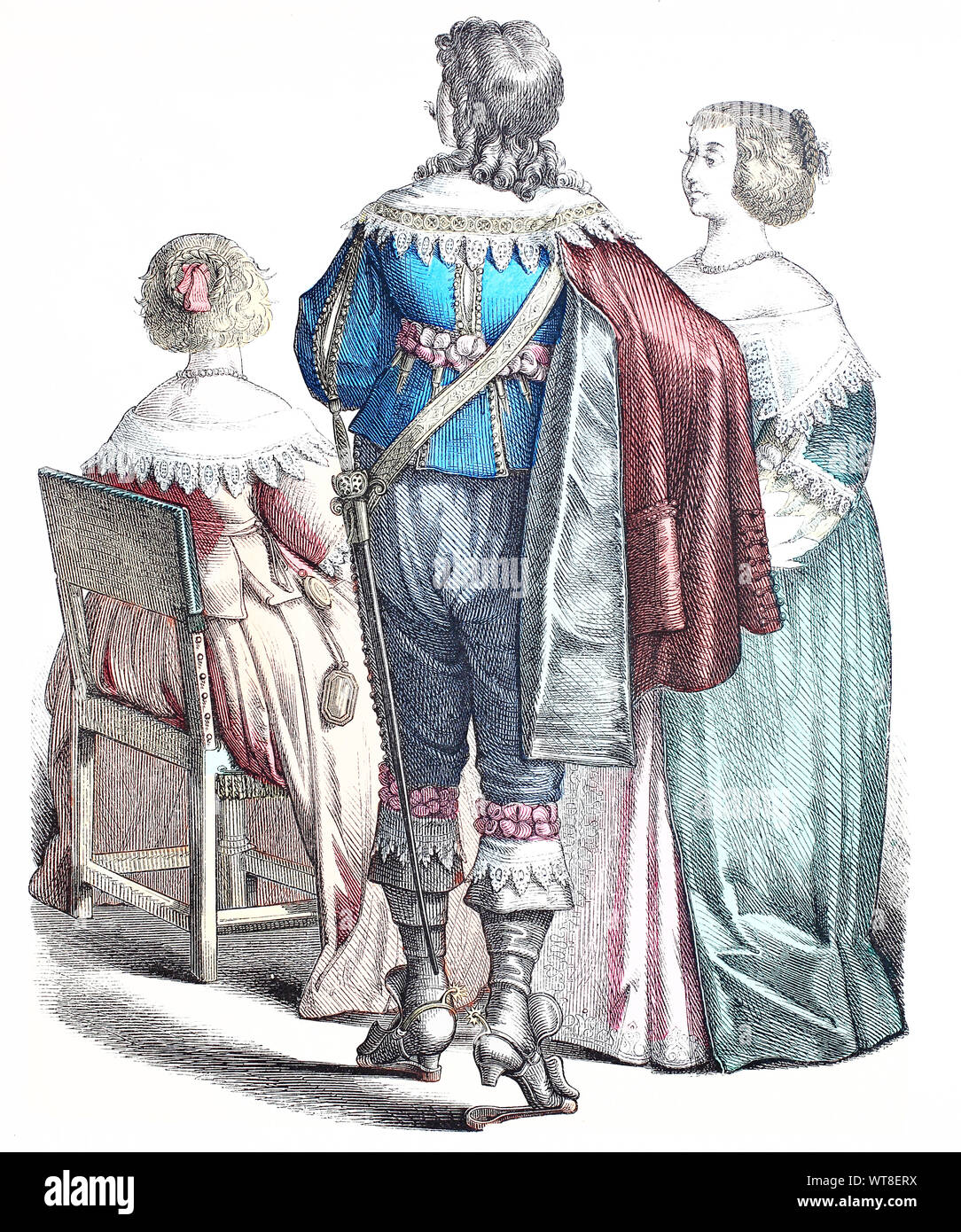 National costume, clothes, history of the costumes, French noblemen,  approx. in 1630-1600, Volkstracht, Kleidung, Geschichte der Kostüme,  Französische Edelleute, ca 1630-1600 Stock Photo - Alamy