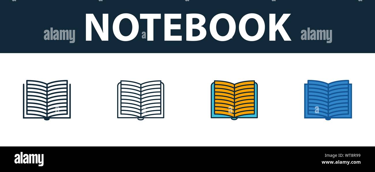 Notebook icon set. Four elements in diferent styles from school icons ...