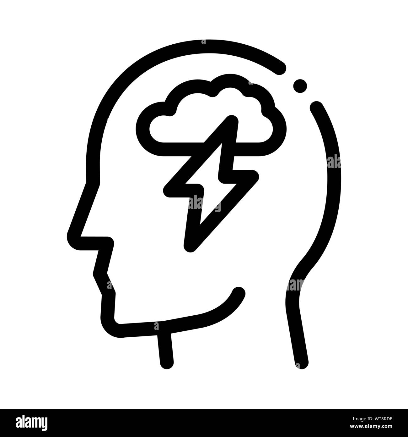 Raining Lightning Cloud In Silhouette Mind Vector Stock Vector
