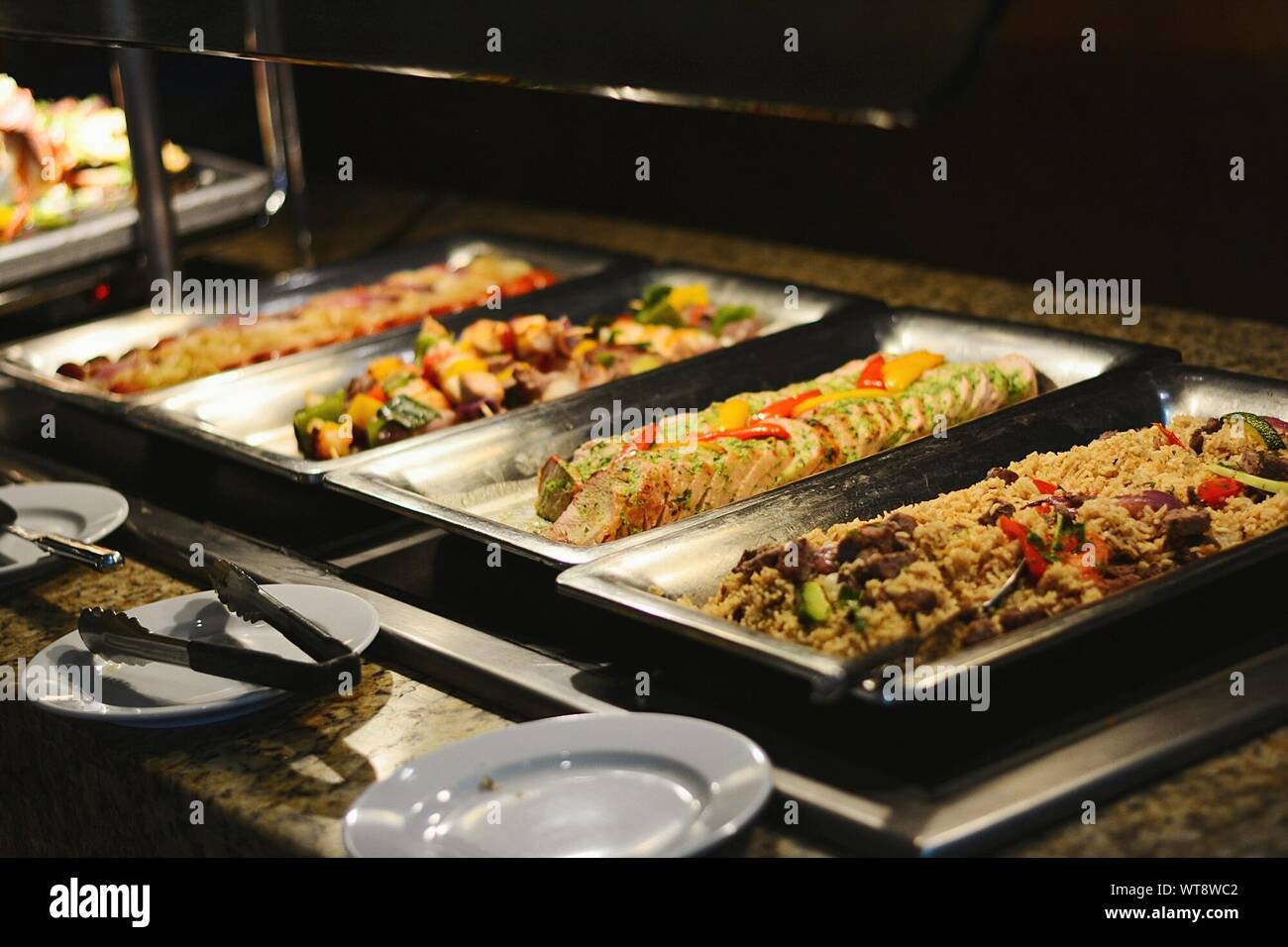 Food In Serving Trays Stock Photo - Alamy