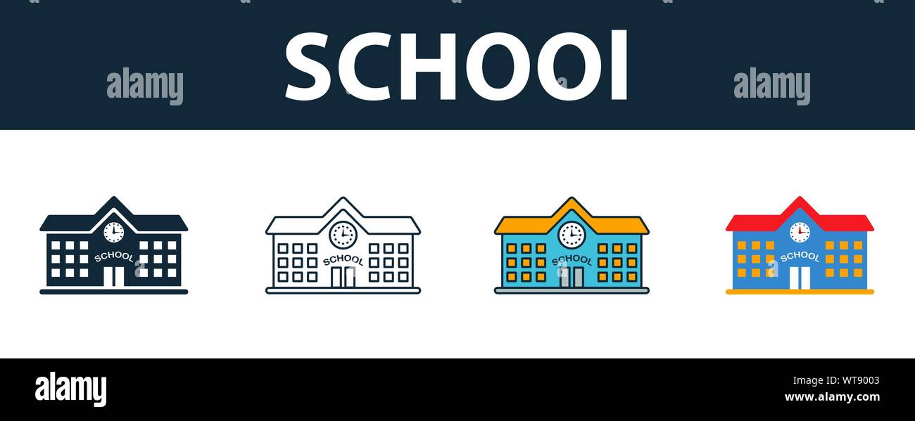 School Icon Set Four Elements In Diferent Styles From School Icons Collection Creative School School Icon Set Four Elements In Diferent Styles From School Icons Collection Creative School