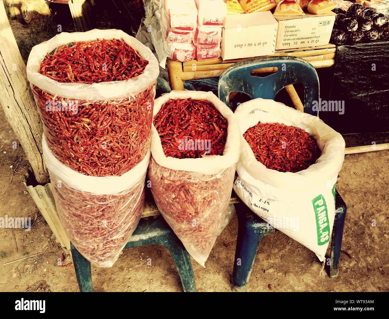 Sack of dried chili pepper hi-res stock photography and images - Alamy