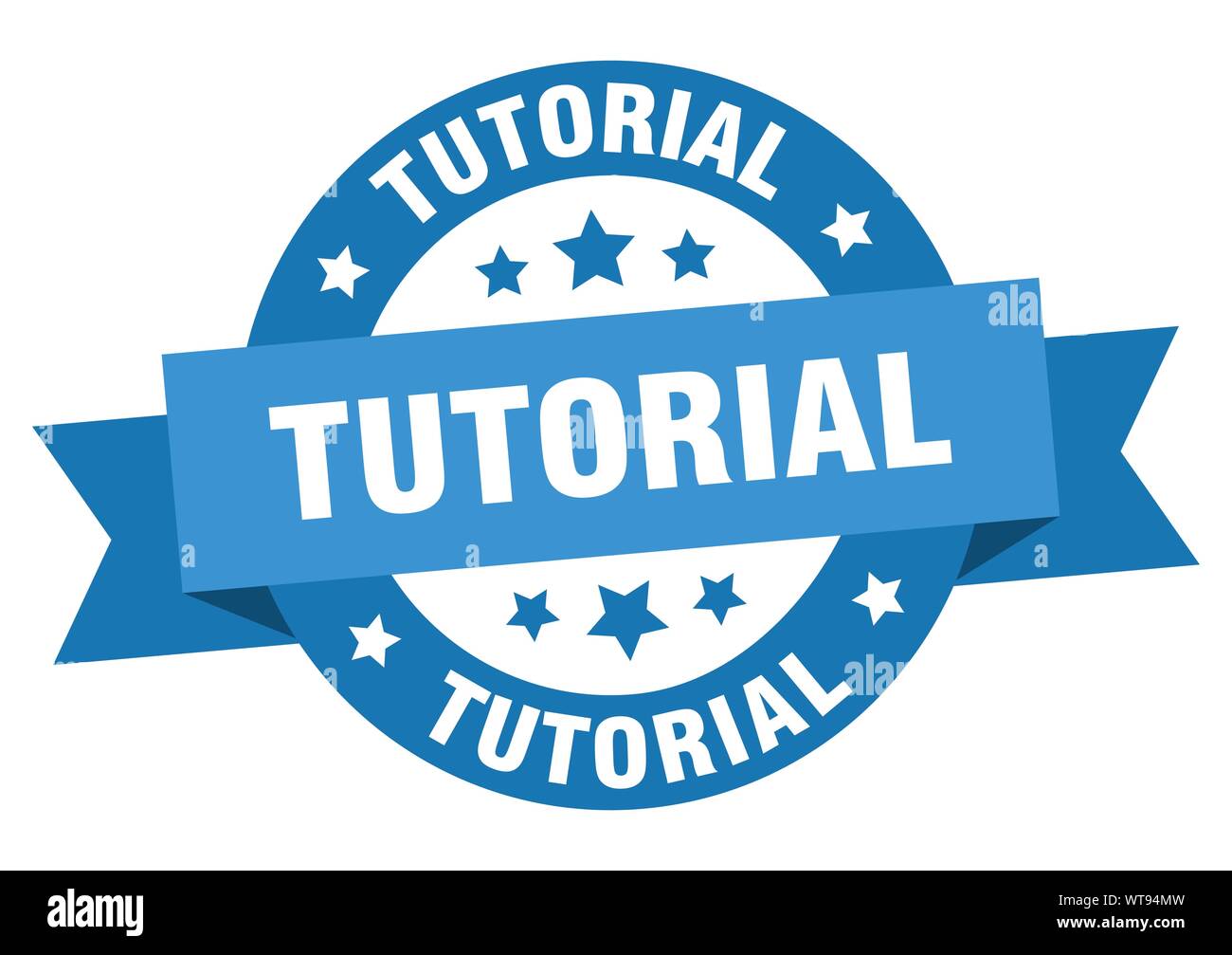 tutorial ribbon. tutorial round blue sign. tutorial Stock Vector Image ...