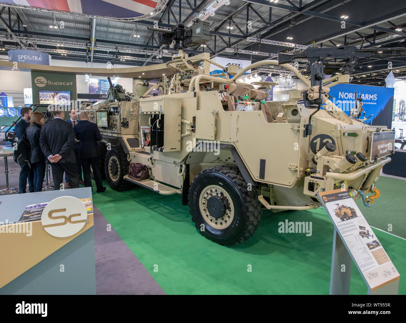 ExCel, London, UK. 11th September 2019. Defence & Security Equipment International (DSEI) event runs from 10th-13th September with over 1600 worldwide exhibitors and more than 35,000 attendees expected, the world’s biggest arms fair. Credit: Malcolm Park/Alamy Live News. Stock Photo