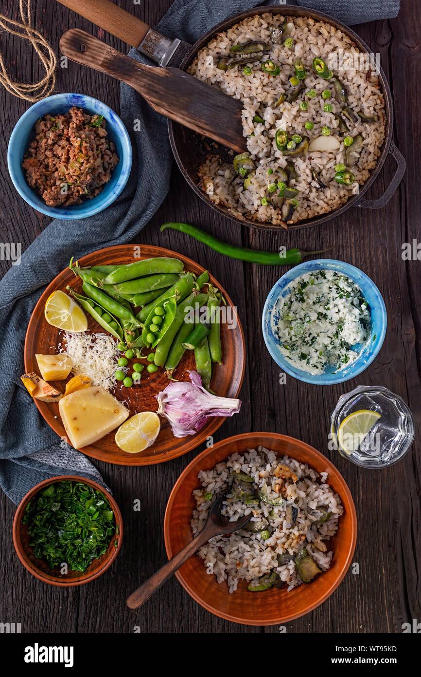 stir fry, biryani, pineapple fried rice, vegetable biryani, egg fried