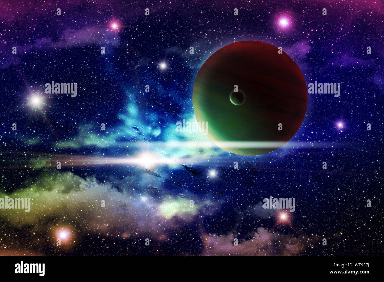Colorful starry outer space background, star field illustration Stock ...