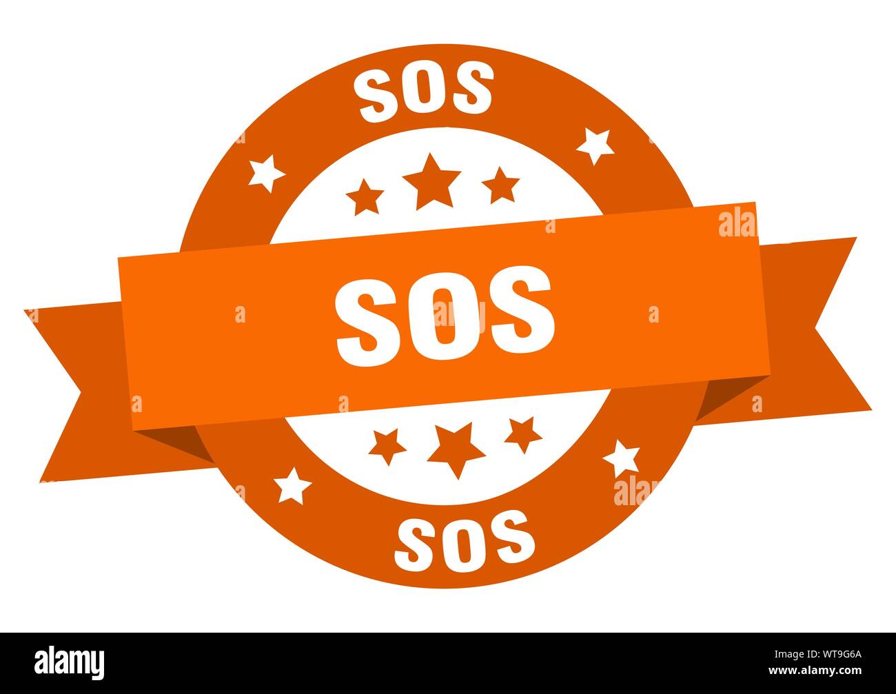 Sos ribbon sos round orange sign sos stock vector image art alamy