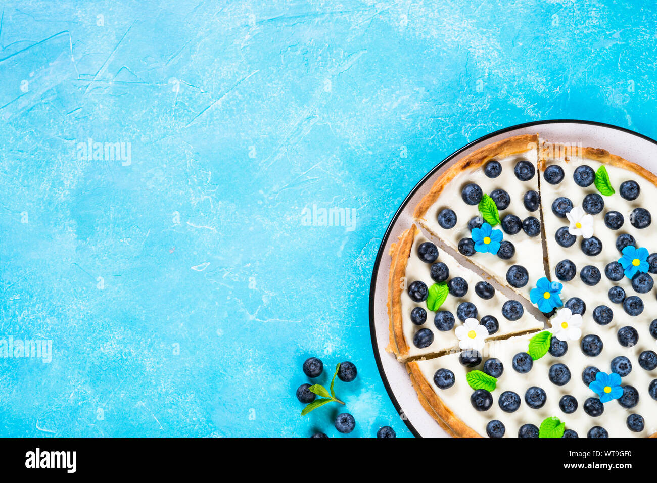 Blueberry cake tart with mascarpone Stock Photo - Alamy